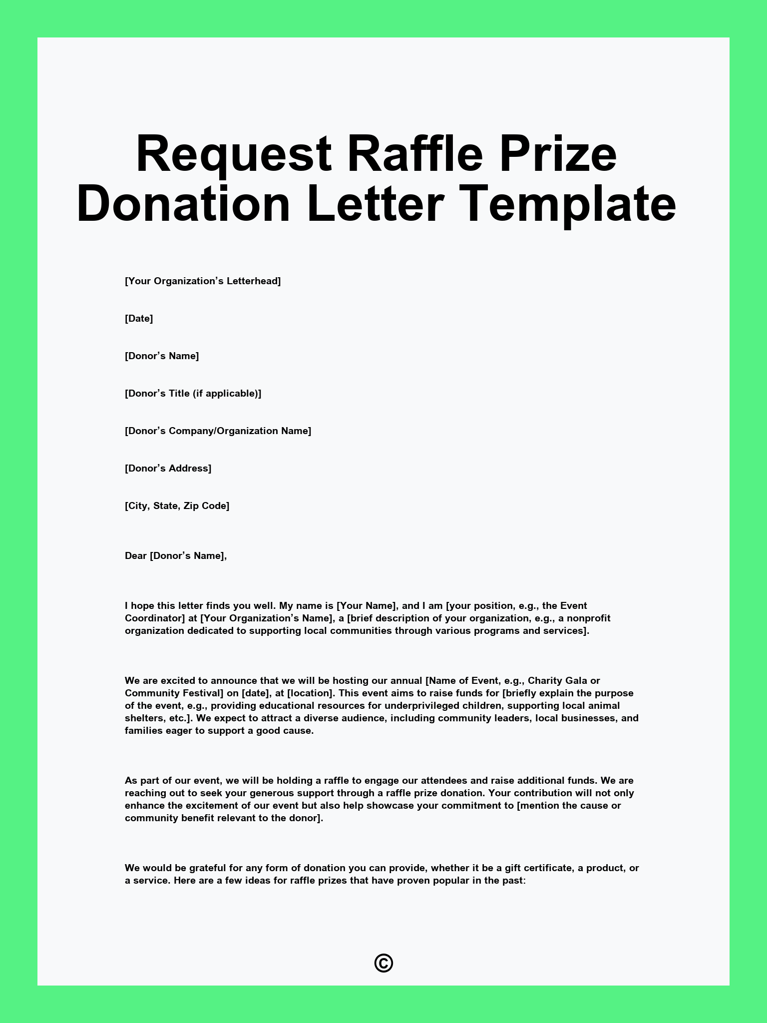 Request Raffle Prize Donation Letter Template