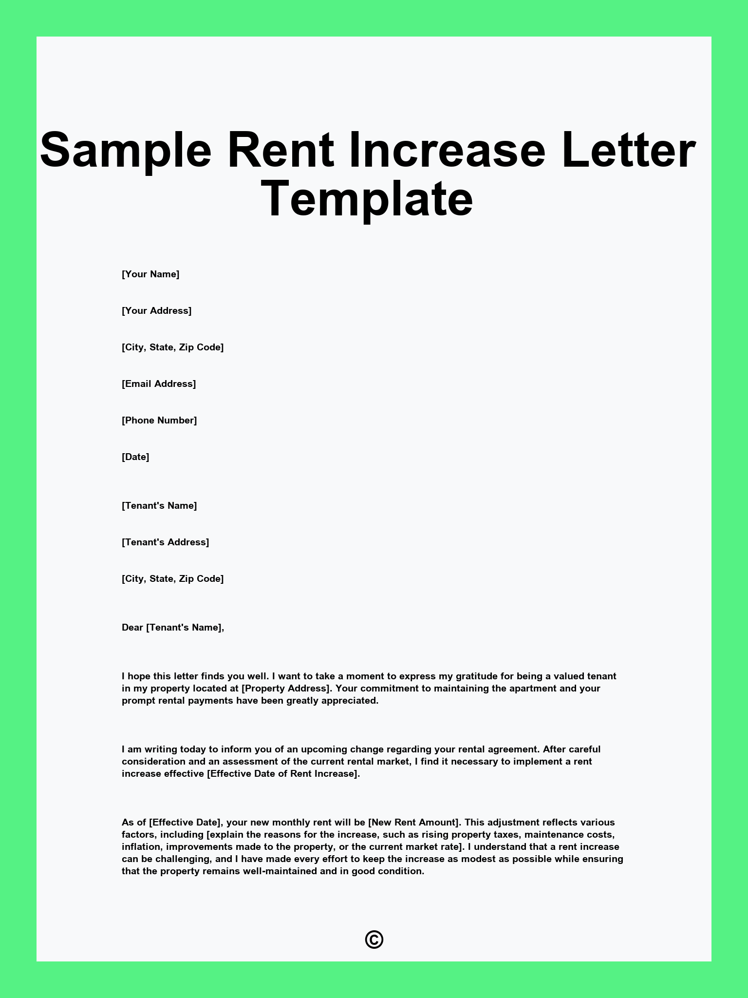 Sample Rent Increase Letter Template