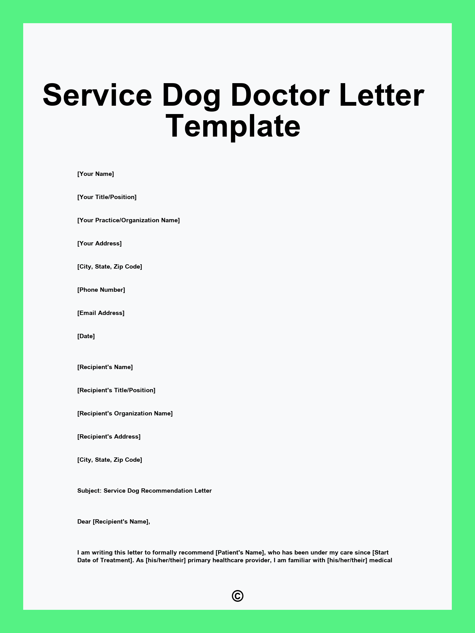 Service Dog Doctor Letter Template
