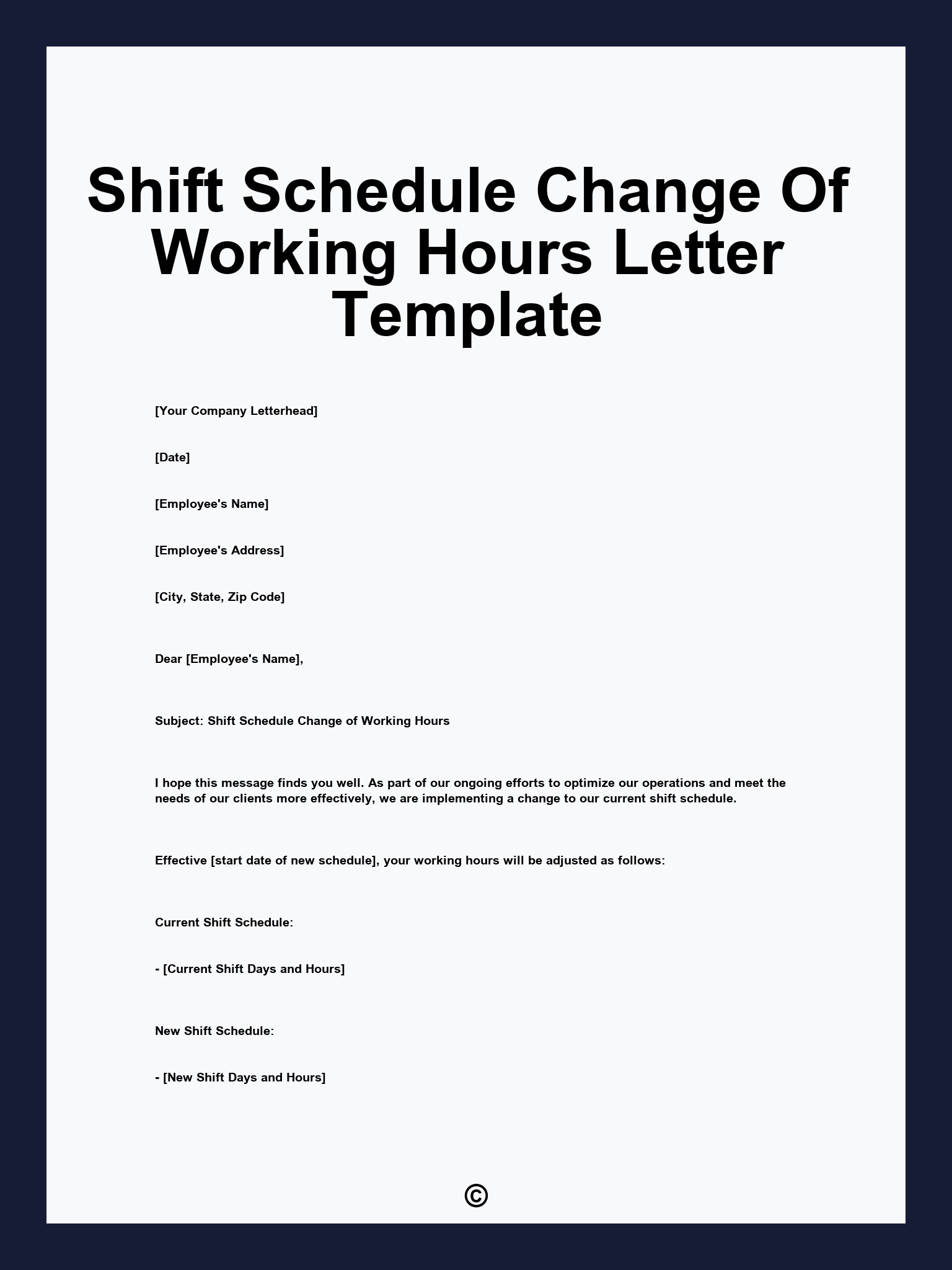 Shift Schedule Change Of Working Hours Letter Template