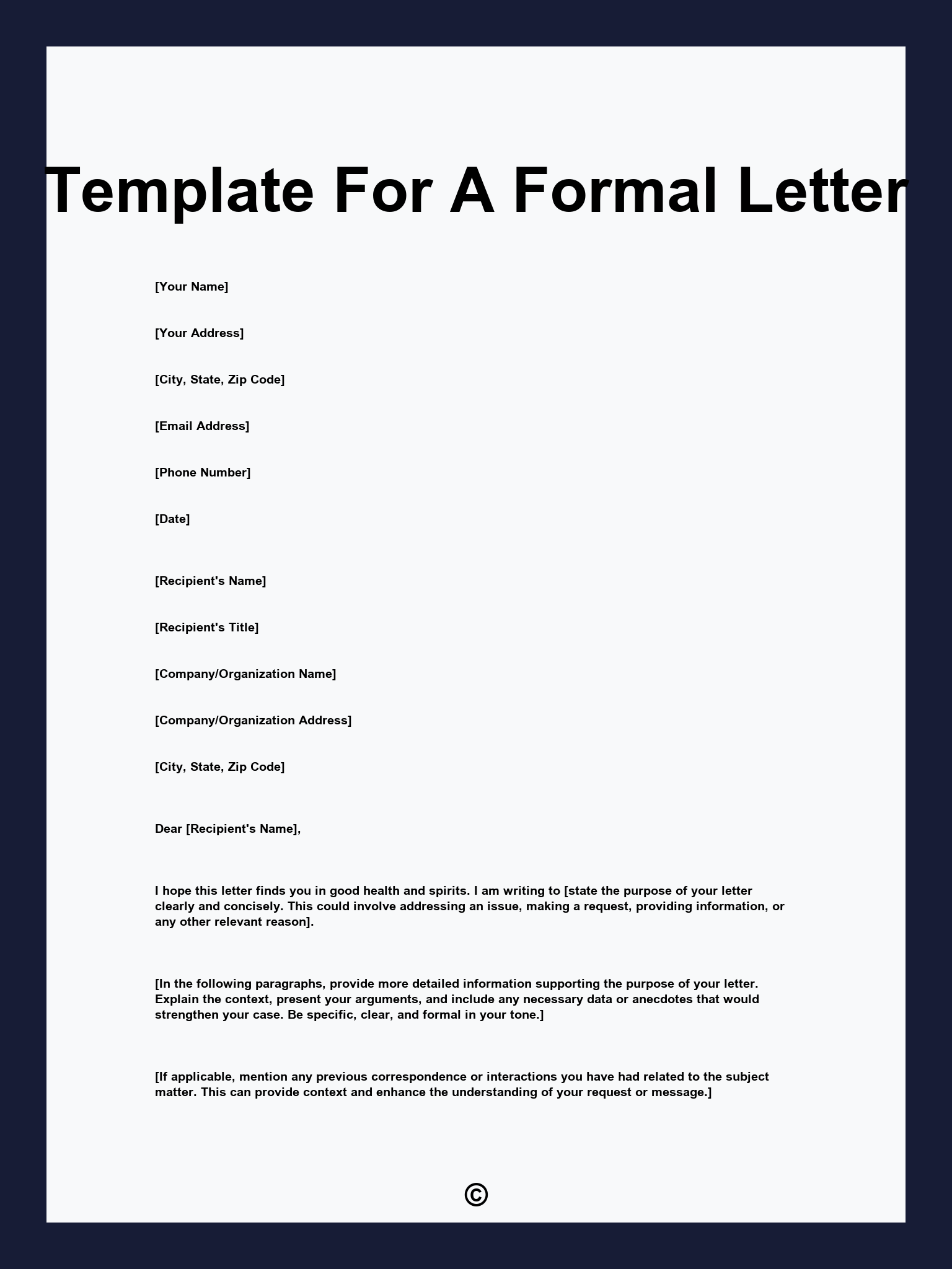 Template For A Formal Letter