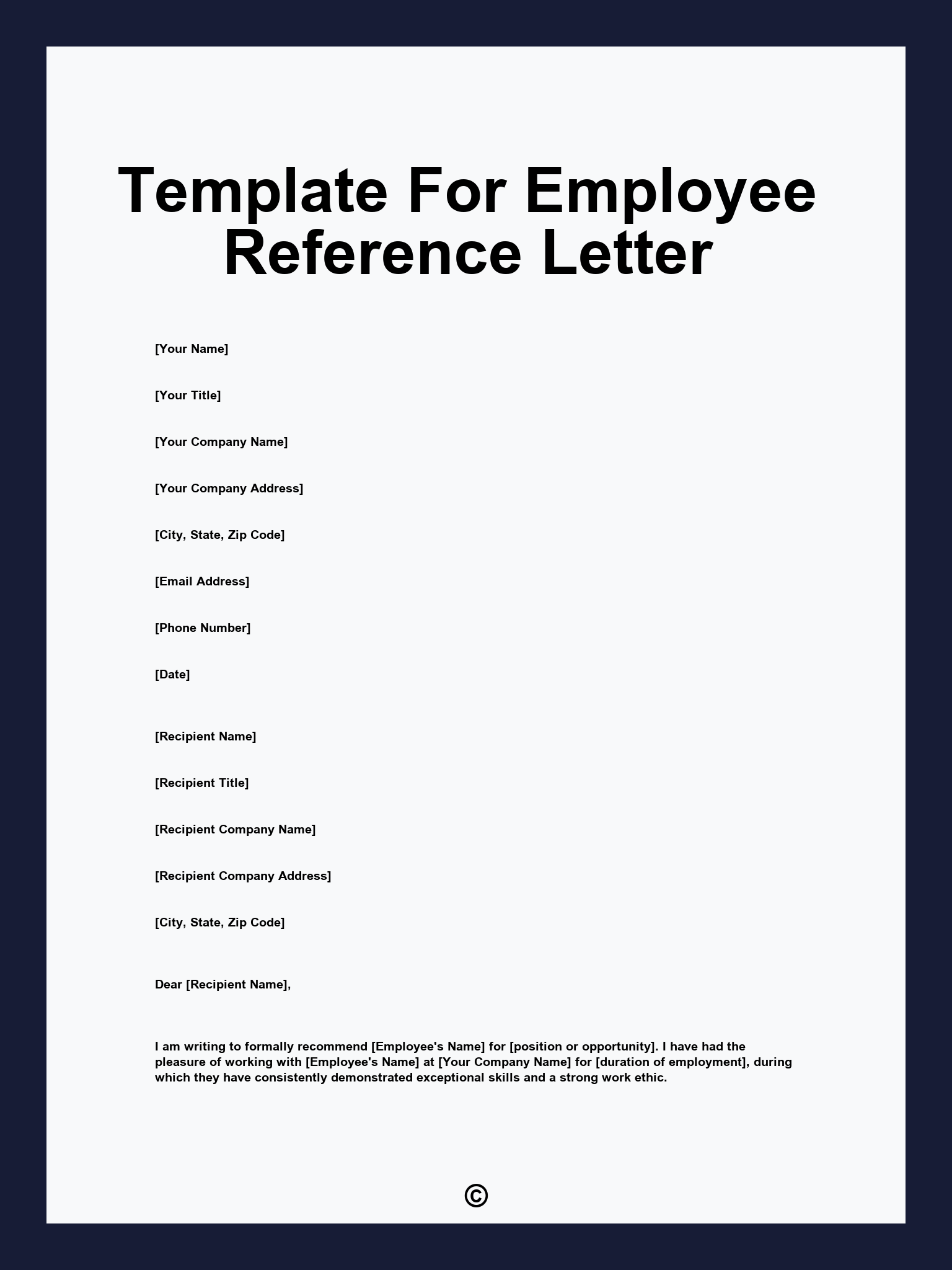 Template For Employee Reference Letter