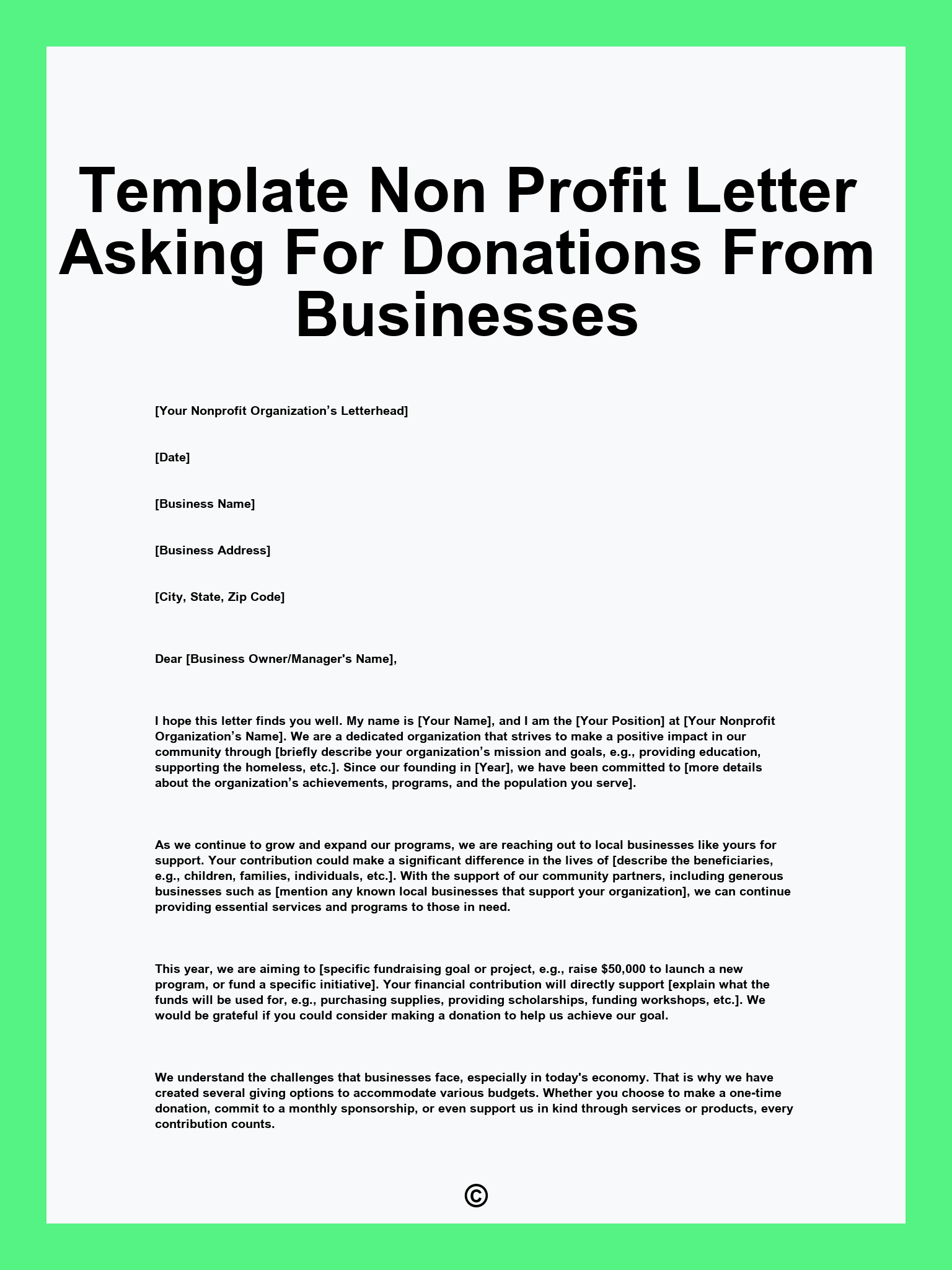 Template Non Profit Letter Asking For Donations From Businesses