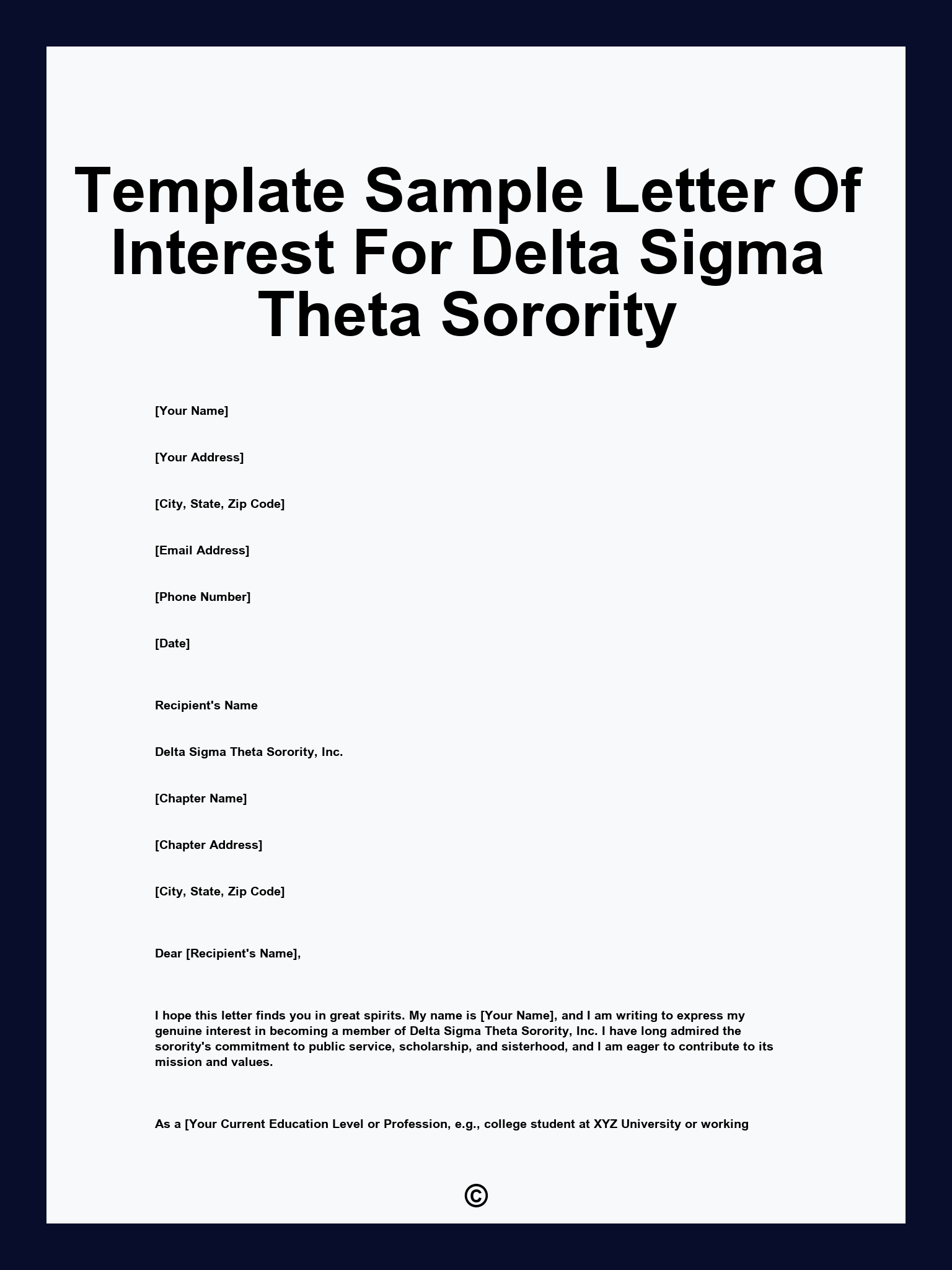 Template Sample Letter Of Interest For Delta Sigma Theta Sorority