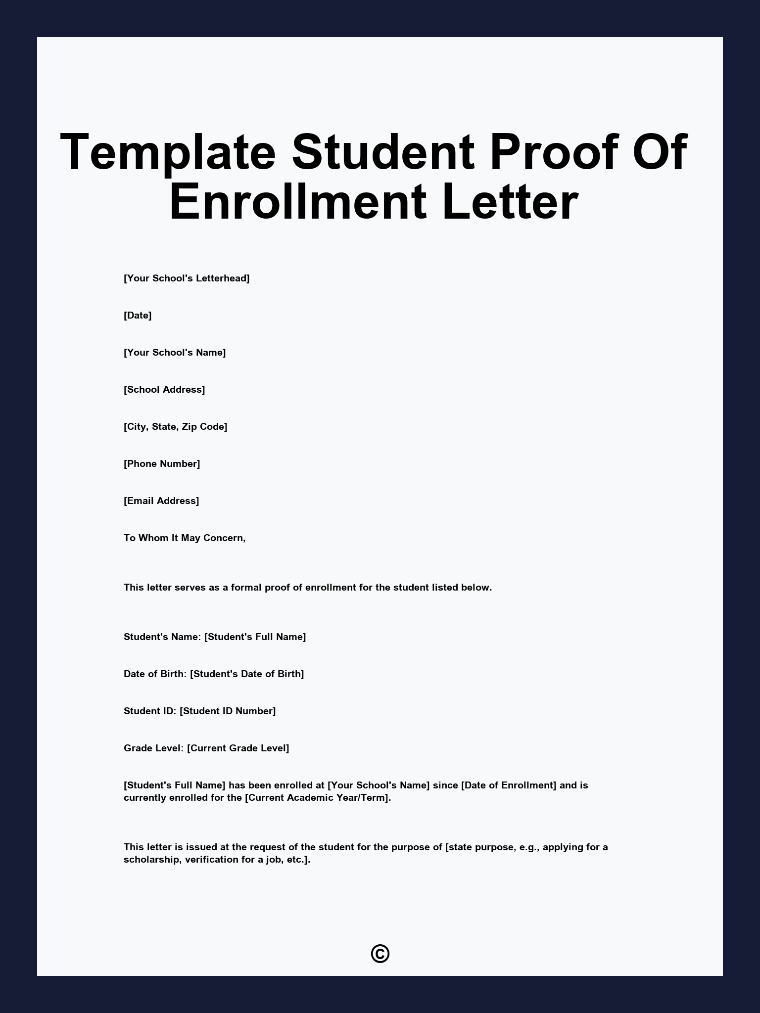 Template Student Proof Of Enrollment Letter