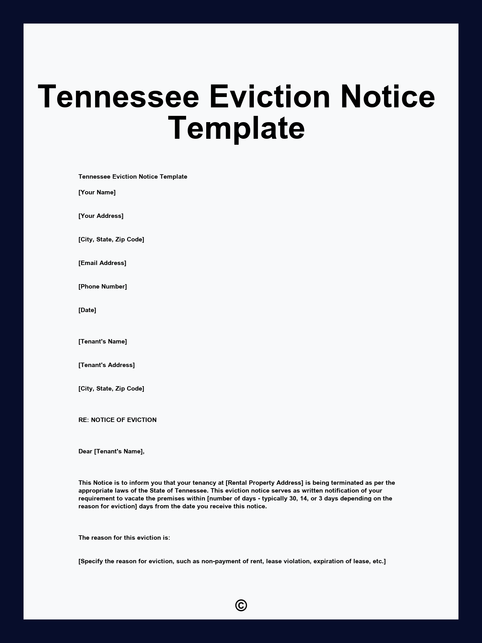 Tennessee Eviction Notice Template