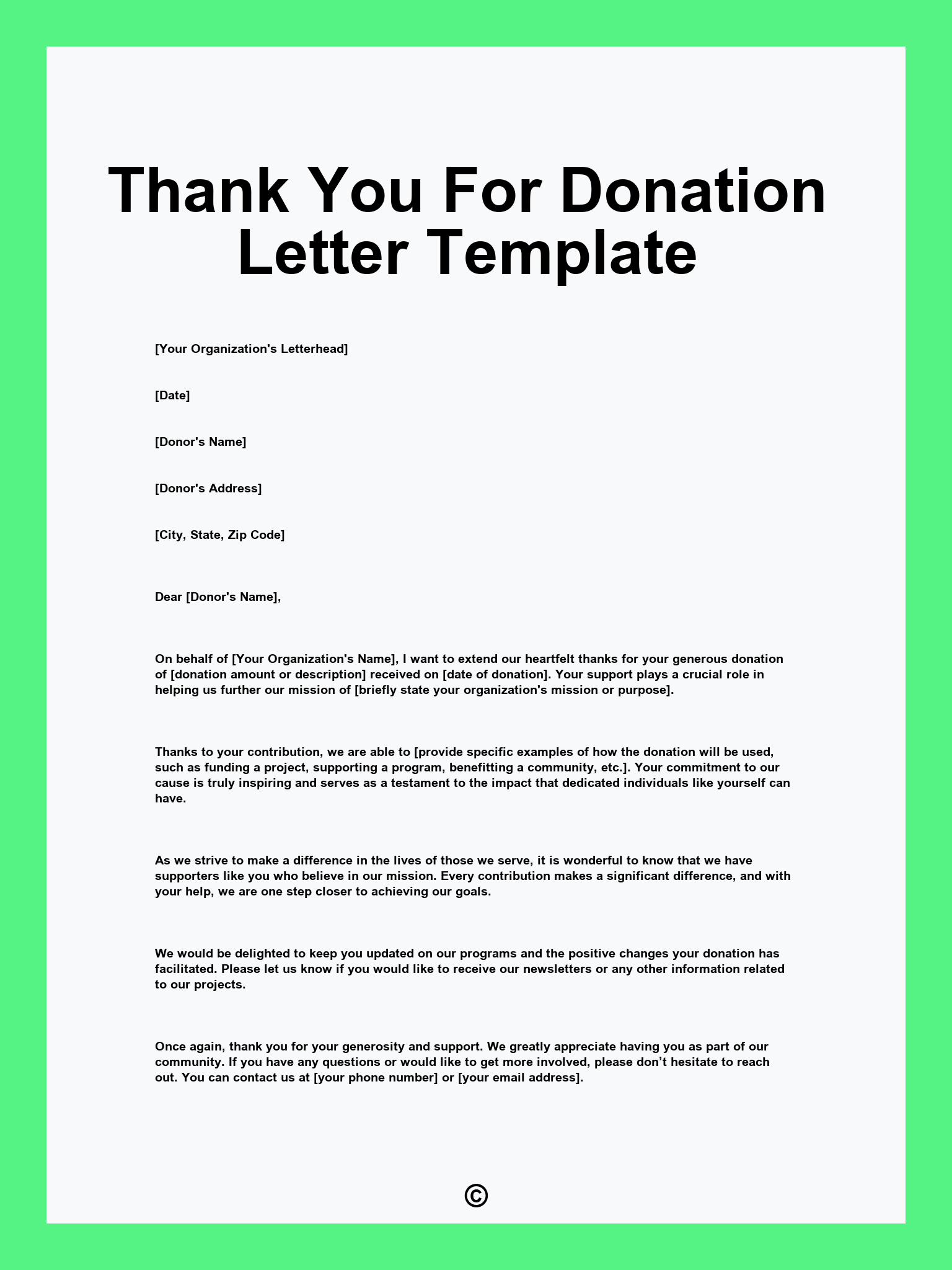 Thank You For Donation Letter Template