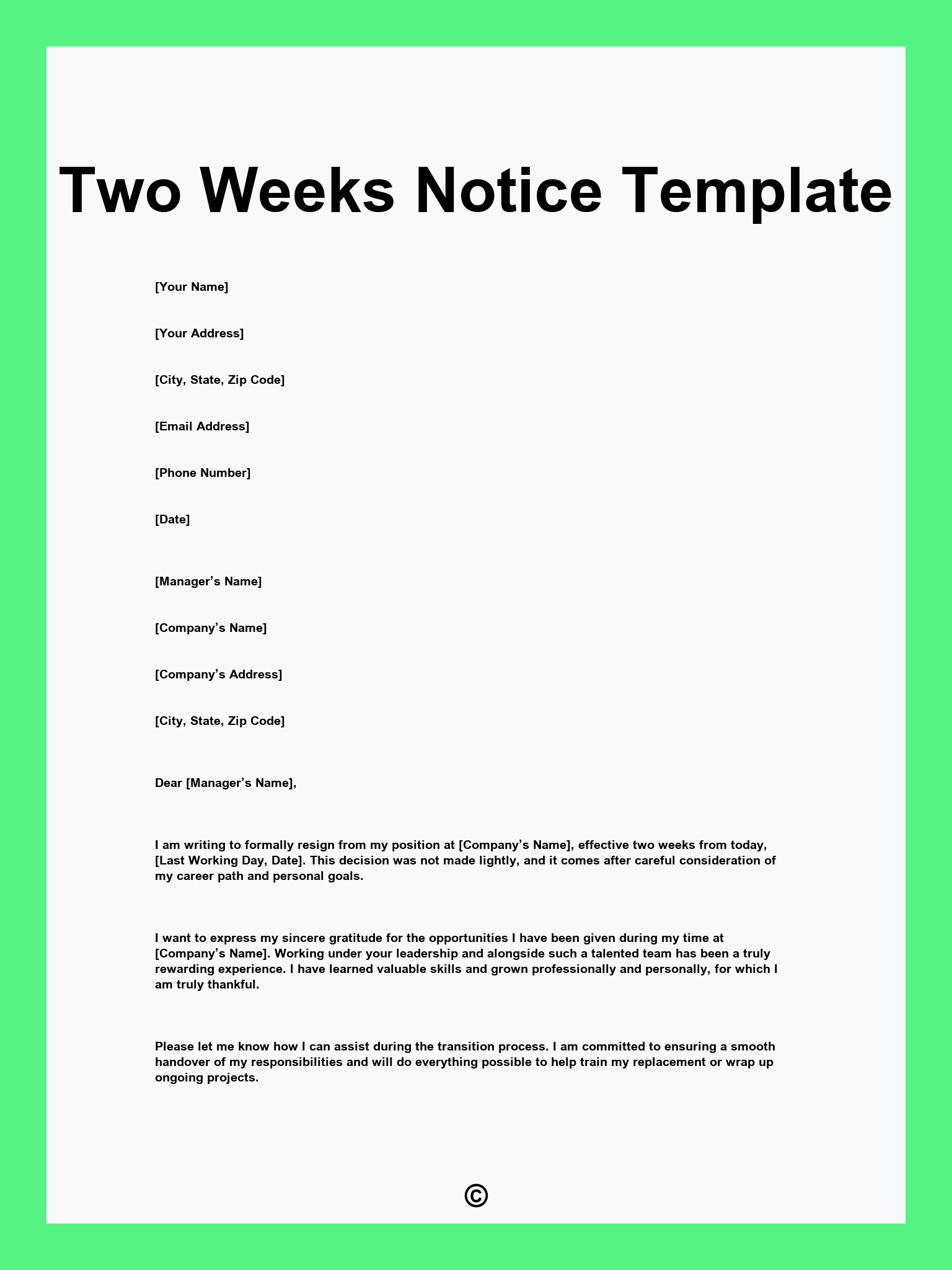 Two Weeks Notice Template