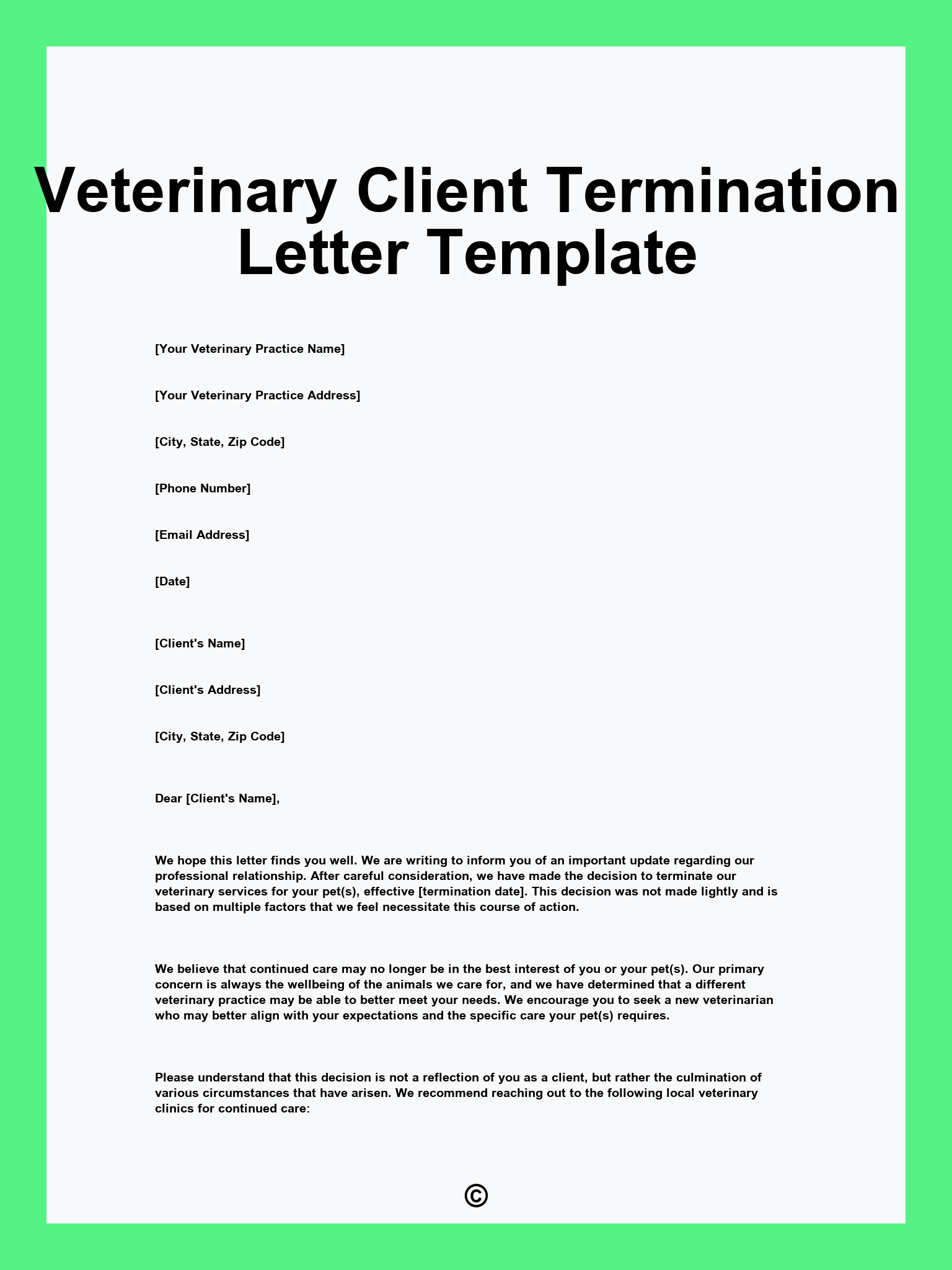 Veterinary Client Termination Letter Template