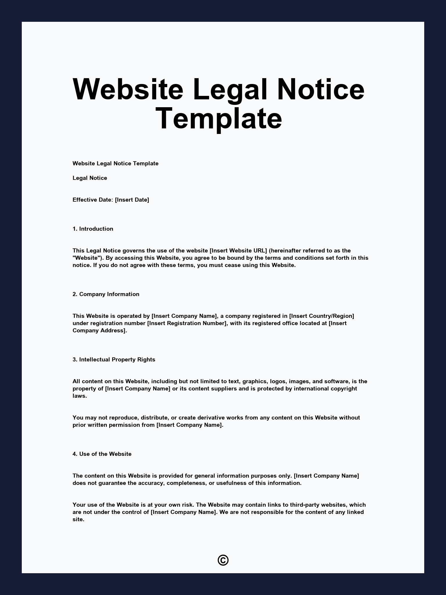 Website Legal Notice Template
